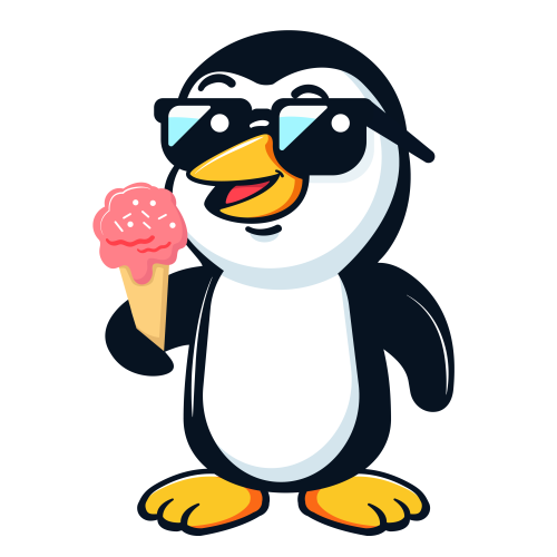 Penguin with ice cream